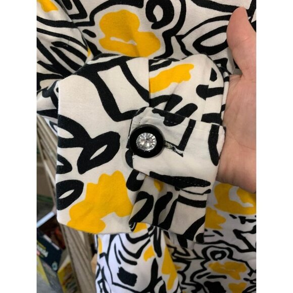 Annabell Blazer Retro Granny Business Casual Size Medium Yellow White Black - Picture 4 of 7